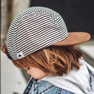 George Hats Toddler black white brown STRIPE 5 PANEL TRUCKER 1-2yo hat cap